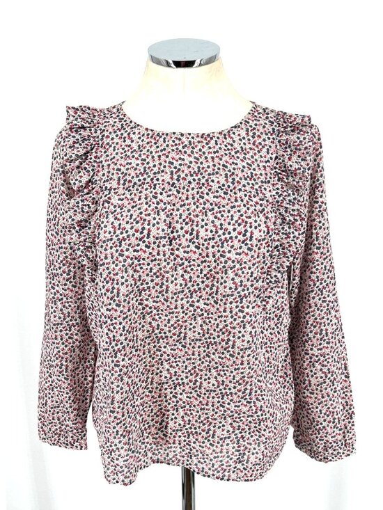 J.CREW Tops - J. Crew Top Shirt Sz 6 Cotton Floral Ruffles Long Sleeve Blouse
